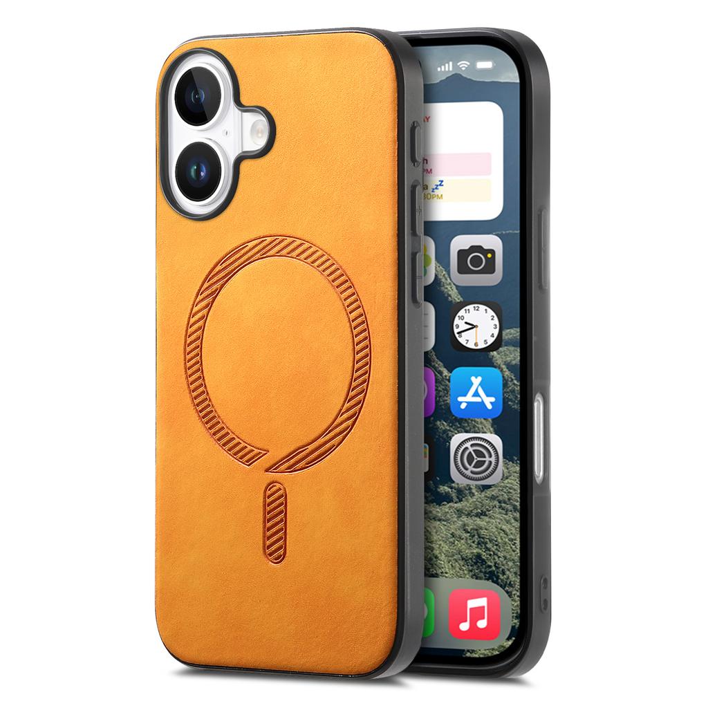 B1 For iPhone 16 Plus Leather Back Case Compatible with MagSafe Skin-Touch Phone Cover