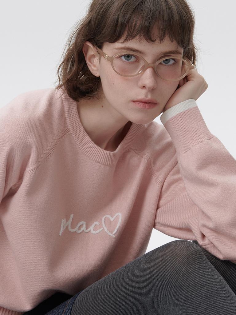 PLAC WOMEN Raglan Plack Pullover Knit Pink