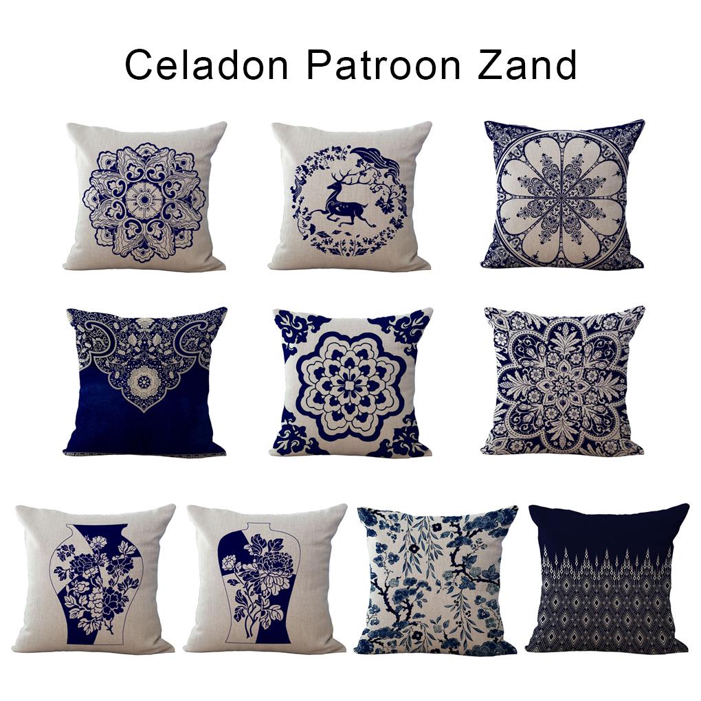 Chinese Style Cushion Case Cover Retro Lightweight Double Sided Pattern Thicken Washable Cute Hug Pillowcase Bedroom Chair