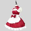 Christmas Woman Sexy Maid Outfit Santa Cosplay Costumes Bow Lolita Wine 5xl Red