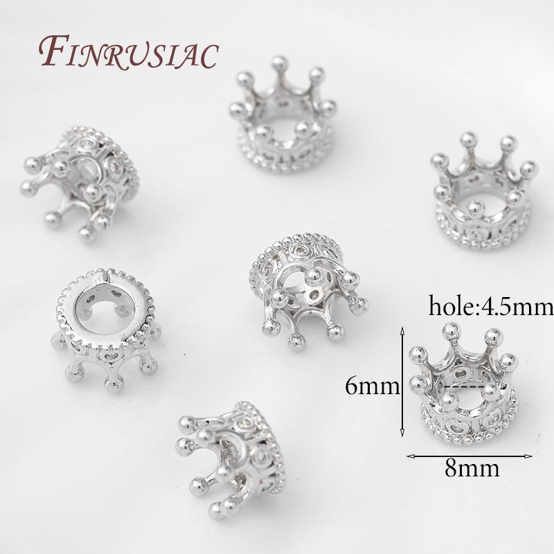 5/10pcs 18K Gold Plated Zircon Crown Beads,Spacers For Beads,Beads For Creating Jewelry Making Supplies,Bracelets Bead Separator