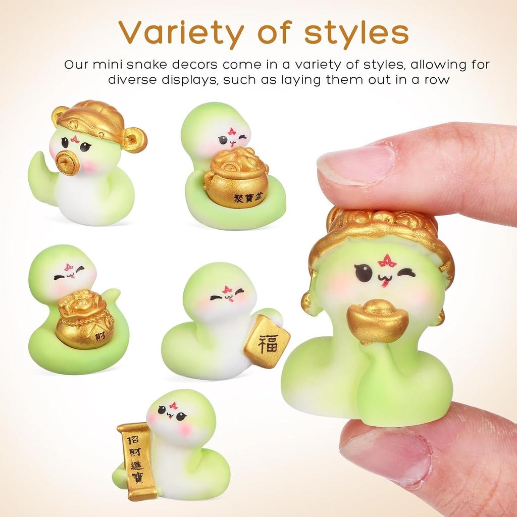 Garneck 6 Stück 2025 Chinesisches Neujahrsdekorations-Miniatur-Schlangenfiguren Harz-Mini-Schlangen-Ornament Tierstatuen des chinesischen Tierkreises für das Frühlingsfest