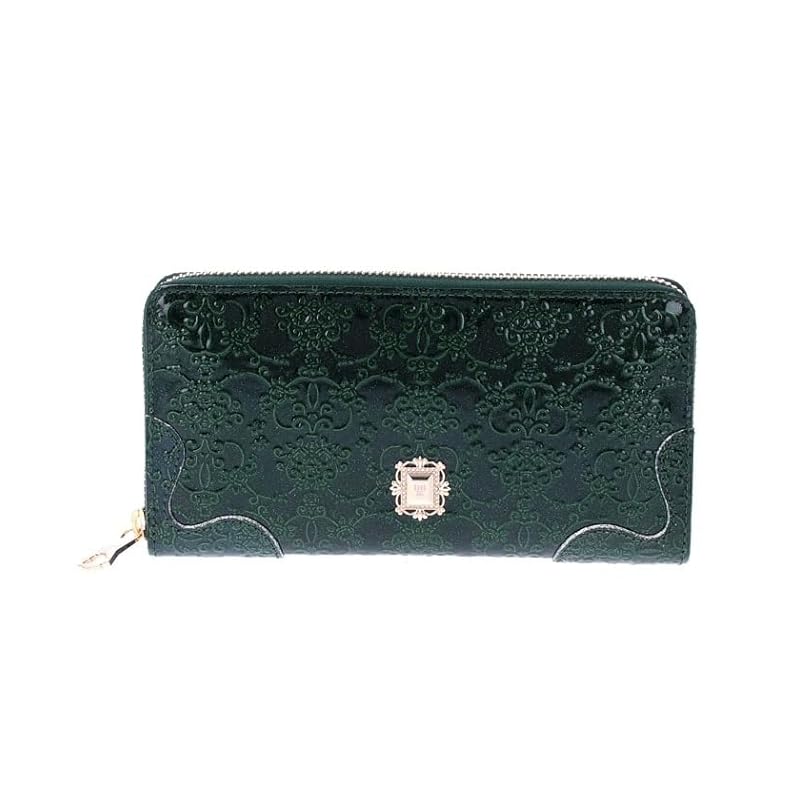 

[Anna Sui] wallet Roomy round zipper long wallet ladies Green (new)