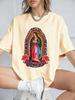 Our Lady Of Guadalupe Prints Short Sleeve T-Shirts Women Polyester Summer Tee Shirts Comfortable Soft O-Neck Tops Sporty Clothes