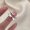 Fashion Couple Rings Set Silver Color Simple Opening Adjustable Finger Ring Jewelry for Women Men Anniversary Gift