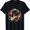 Boho Black Cat Retro Flower Kawaii Vintage Peony Lilac T-Shirt