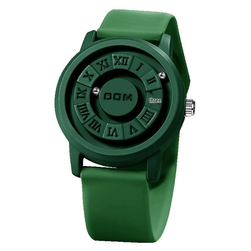 DOM Black Technology Men's Waterproof Quartz Watch with Roman Numeral Dial and Steel Ball Magnetic Levitation.