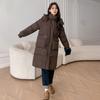 2025 New Bread Jacket Down Cotton Jacket Cotton Clothes Female Students Winter Thickened Long Hooded Jacket