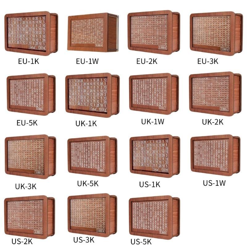 Wooden PiggyBanks Reusable Handmade Money Box PiggyBanks with Saving Goal Number