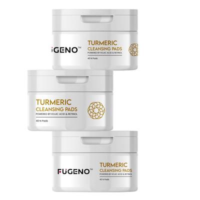 FUGENO Turmeric Cleansing Pads, 40 Pads, with Kojic Acid and Retinol, Quick Cleansing, Skin Brightening and Anti-Ageing