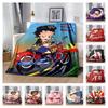 Betty Boop Motorcycle Retro Cartoon Character Print Soft Flannel Throw Blanket Lightweight Warm Sofa Couch Bed Home Decor Cover Vintage Cartoon Fans