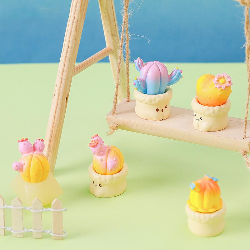 Creative Cute Simulation Cactus Plant Decoration Succulent Potted Ornament Crafts Desktop Trinkets Home Landscape Accessories