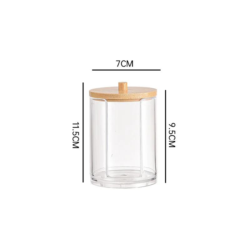 Cotton Swab Storage Box Round Clear Acrylic Makeup Organizer Cotton Pad Swab Toothpick Dustproof Box Home Storage Accessories