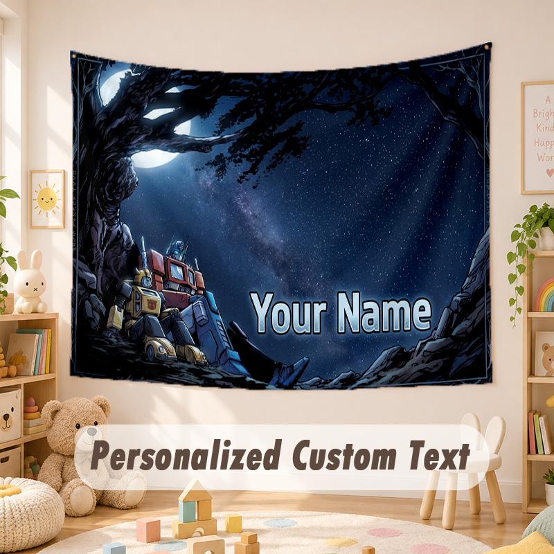 Custom Name Text Tapestry,Transformers Boho Wall Hanging, Decorative Backdrop Tapestry For Room