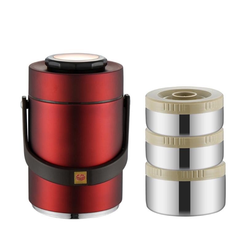 Insulated Nonrust Steel Food Jar With 3 Layer Compartments Leak proof Portable Lunch Container Hot Cold Meals