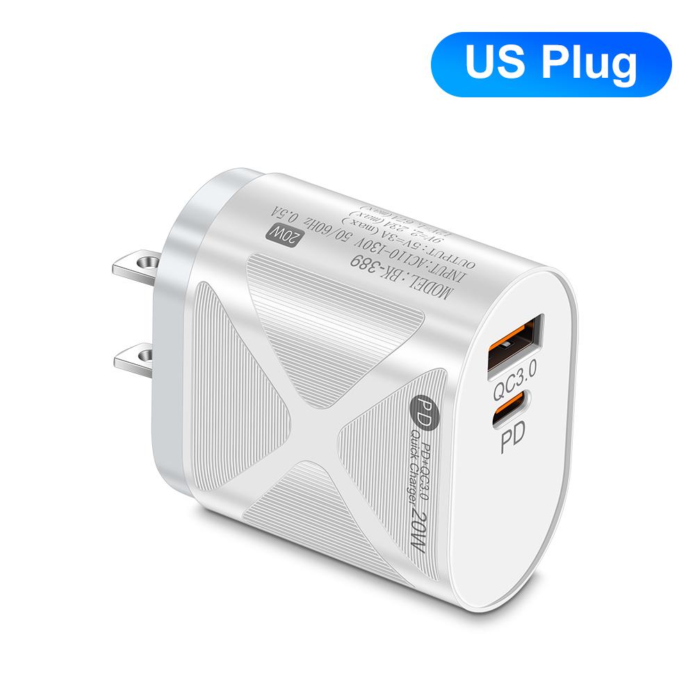20W Fast Charger USB C PD QC 3.0 Universal Phone Charger for iPhone Samsung Android - Portable, Compact Design, Certified Safe