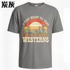 Street Wear Boys short sleeve tshirt Black Sunset Cactus Cowboy Horse Naps Westerns fashion Unisex tops Unisex fashion tshirt