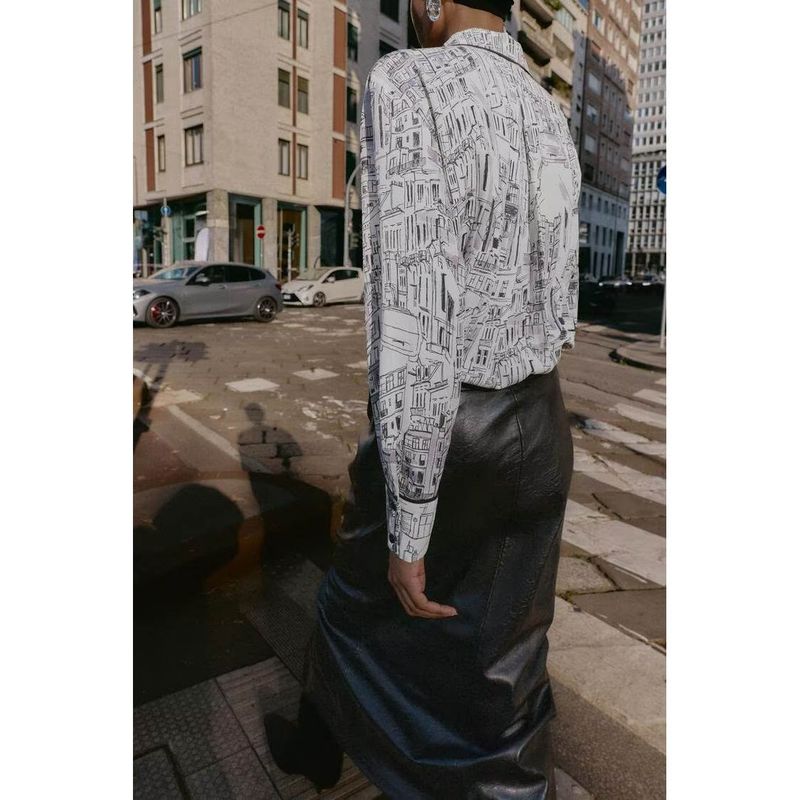 Za New Fall Women's Clothing 2025 Fashion Style Fashionable All-Match Trim Print Long Sleeves Shirt 9050222 070