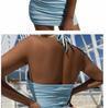 Thai Lace-Up Halter Backless Pleated Bodycon Dress for Women