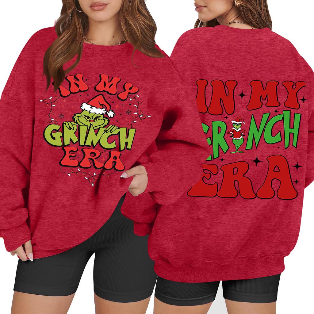 Women's Casual Fashion Long Sleeve Christmas Printed Round Neck Sweatshirt Top