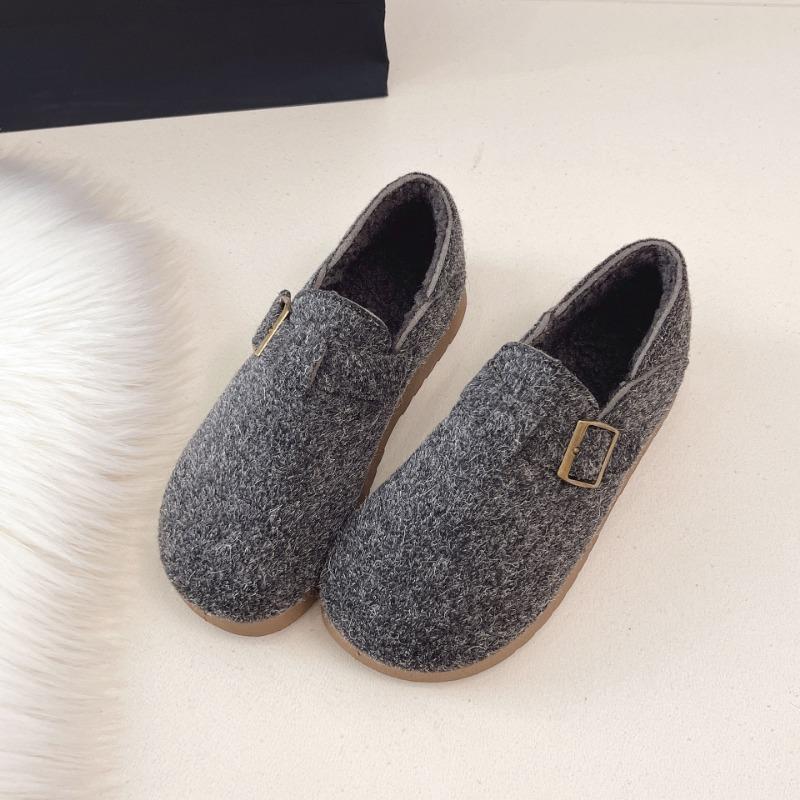 Winter new women's shoes wear retro velvet thickened warm flat two wear lazy casual shoes cotton shoes