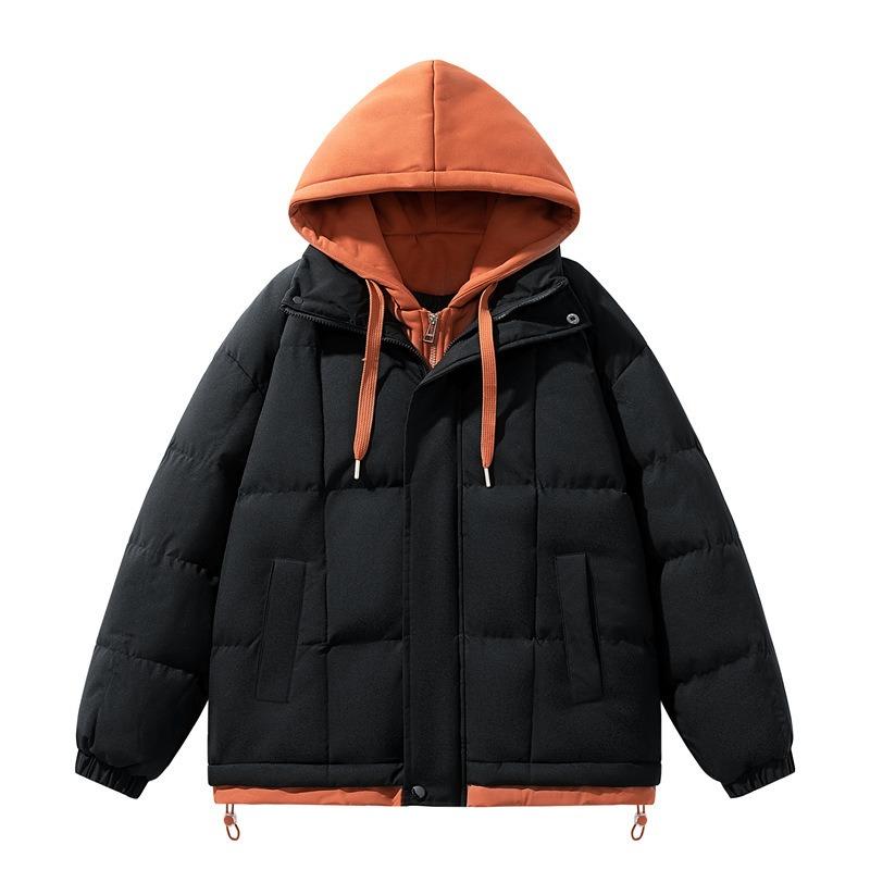 Men's fake two-piece jacket men's and women's winter new thickened warm bread clothes men's loose trend cotton clothes