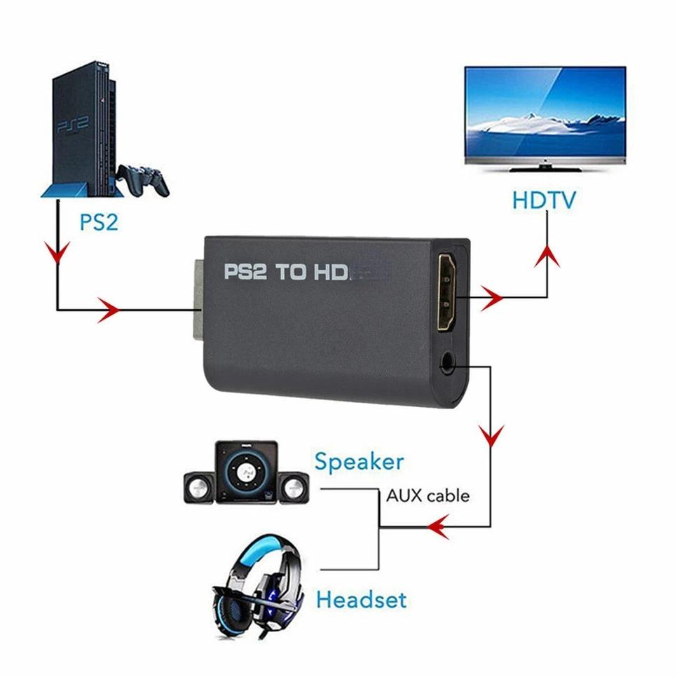 HDMI Zu PS2 Kompatibler Konverter Adapter Audio Und Video Mit 3,5mm Audiokabel Unterstützt PC Alle PS2 480i 480p 576i Anzeigemodi