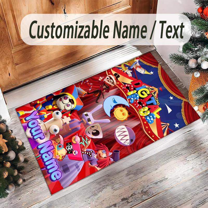 Personalized Crystal Velvet Carpet Custom Name Text,The Amazing Digital Circus Anti Slip Area Rug For Home Decoration