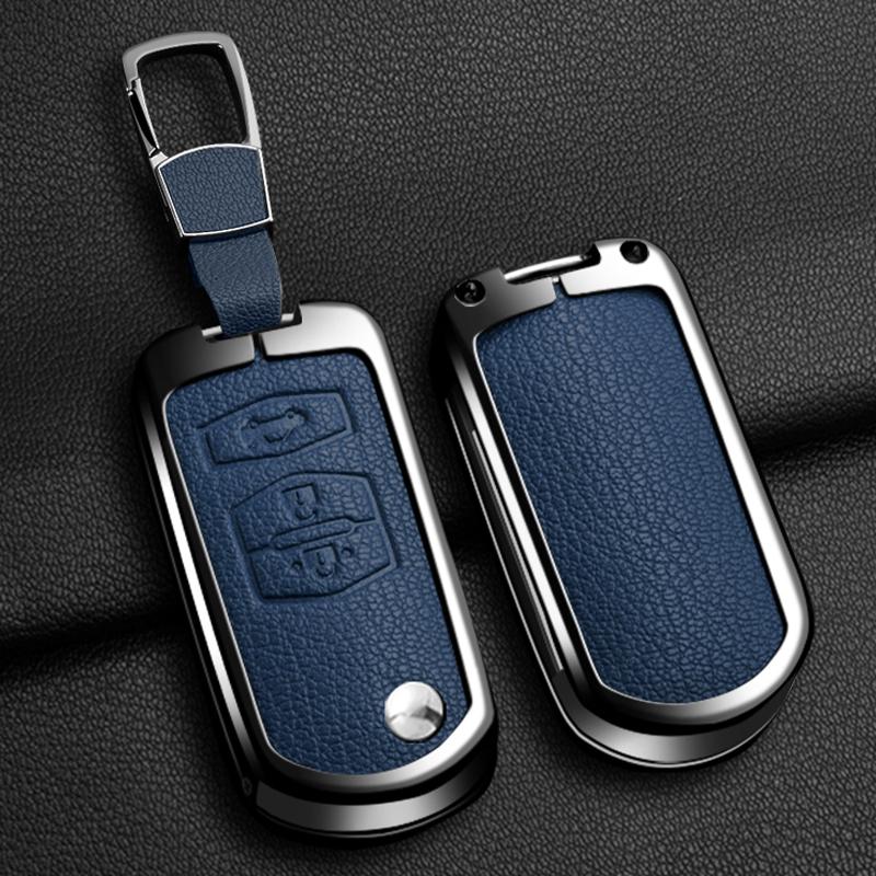 New Zinc Alloy Leather Car Flip Key Case Cover for 2 3 5 6 CX7 CX9 RX8 MX5 MPV Demio Holder Protector Keychain Accessories