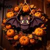 Farmhouse Door Hanger Vintage Wooden Halloween Welcome Hanger, Pumpkin Ghost Skull Witch Wall Indoor Hanging Sign, Decor for Front Porch Decoration