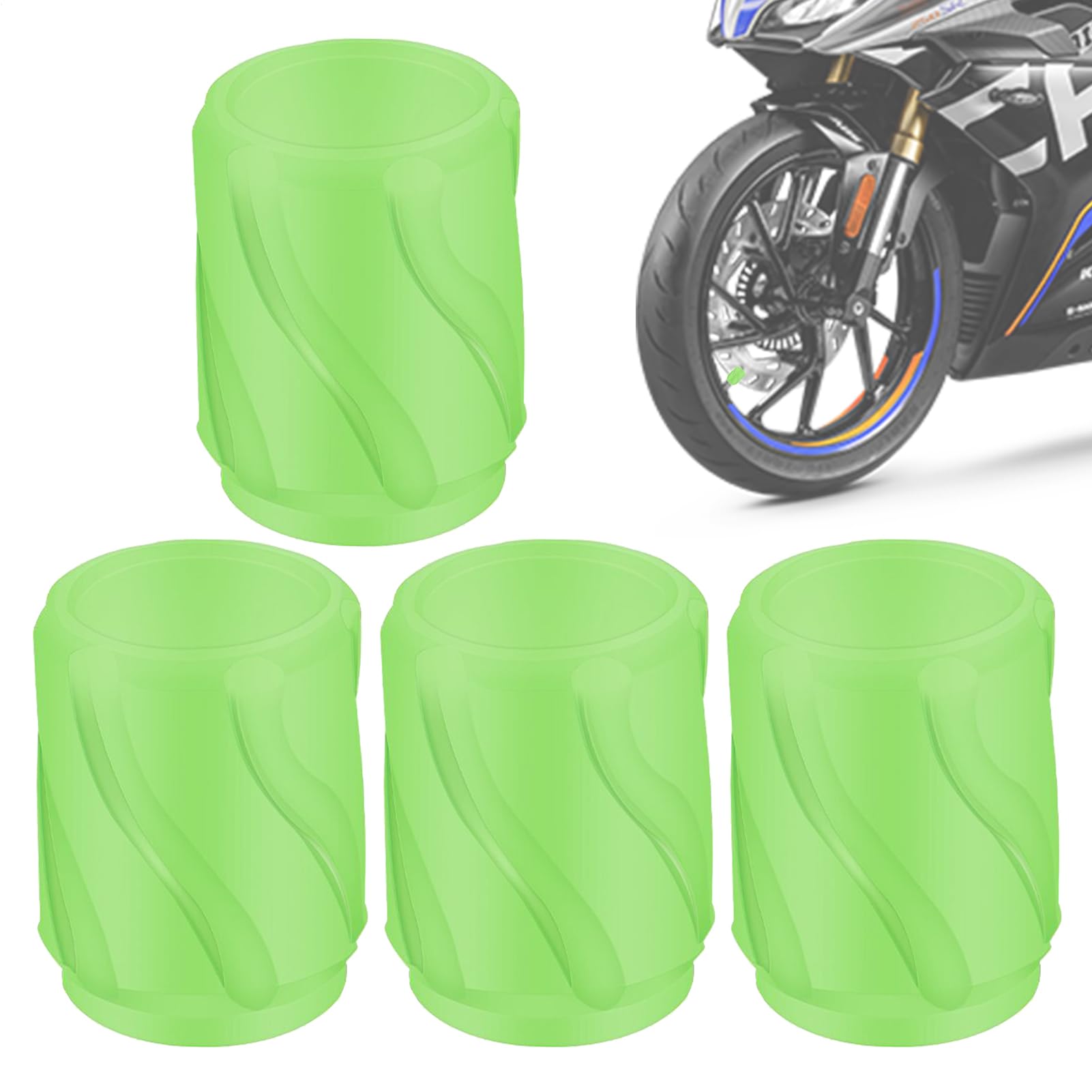 

4 Pack Fluorescent Tire Valve Caps Karta Earba Lubuki Ya Airbal Bucab Luminous Ta-Yaba See description зелений