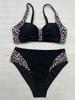 2026 Plus Size Women's Slimming Black Leopard Print Bikini Swimsuit