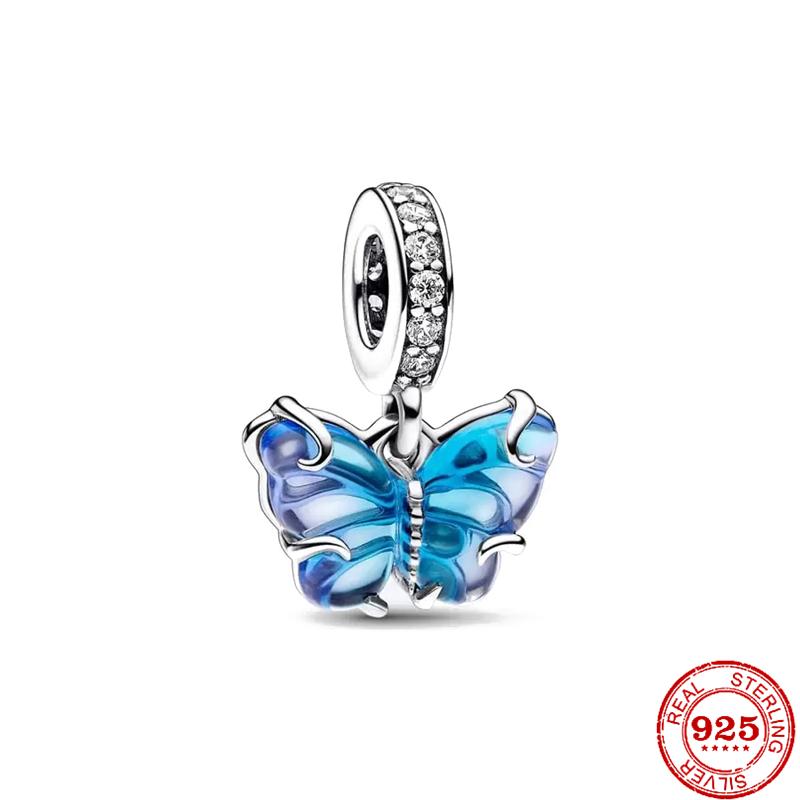 925 Silver Butterfly Four Clover Leaves Flower Charm Bead Fit Original Pendant Bracelet Necklace Jewelry Gift For Women