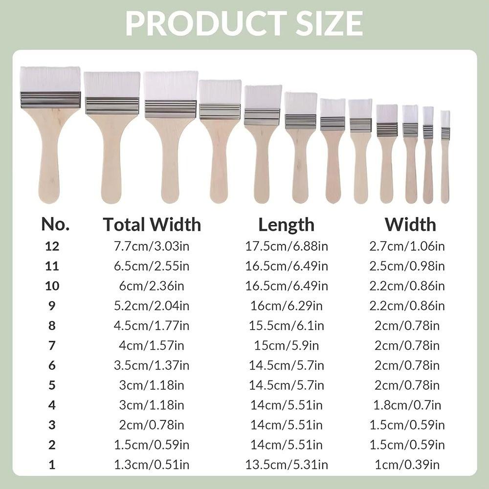12Pcs/Set White Art Paint Brush Set Barbecue Brush  for Acrylic Oil Paint Varnishes Watercolor