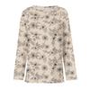 Women's Fashion Casual Slit Hem Round Neck Long Sleeve Loose Printed T-Shirt Ladies Top