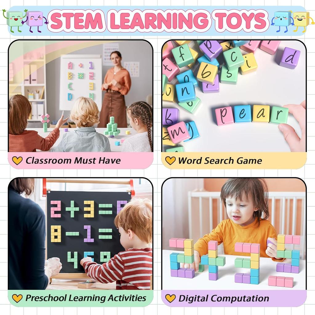 32pcs Magnetic Blocks Building Cubes for Toddlers, Classroom Must Haves Creative Learning Kids Gifts, Preschool Montessori Sensory Autism Magnet Toys
