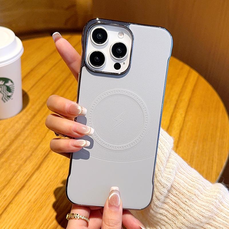 For iPhone 16 Pro Max Case Compatible with MagSafe Borderless PC+PU Leather Phone Back Cover