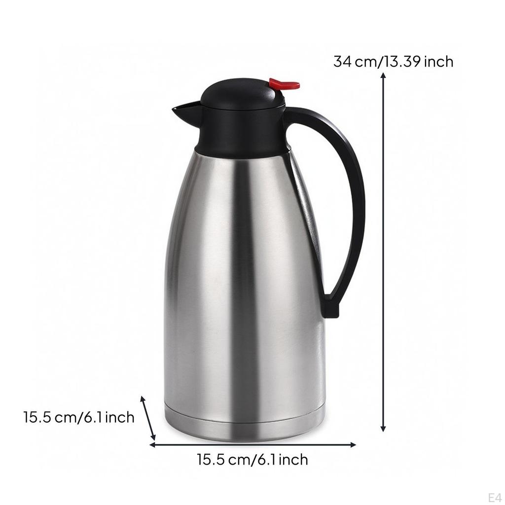Insulated Kettle with PushButton DoubleWalled Stainless Steel Carafe Brushed Thermal