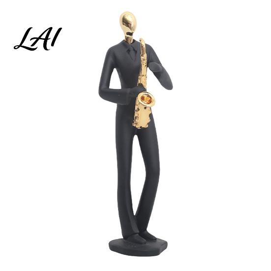 Saxophone Player Sculpture Resin Musician Sculpture Stable Base Abstract Guitar Singer Statue Band Theme Decoration Home Art Decor Collectibles
