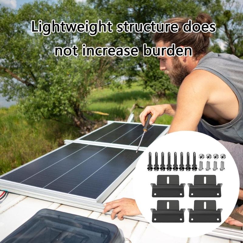 Solar Z Brackets Black Aluminum Solar Panel Brackets with Nuts & Bolts Simple Installation for Campers & Home Roofs