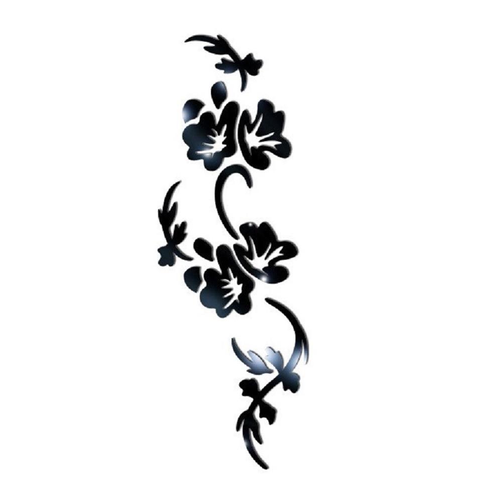 Blumenranken Wandaufkleber Gold Schwarz Silber Acryl Dekorationsaufkleber DIY Ornament Blumendesign Spiegel Wandaufkleber