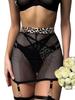 Leopard Mesh Lingerie Set Sexy Sheer Bra Panty Nightwear Black Leopard Costume Halloween Party Gift