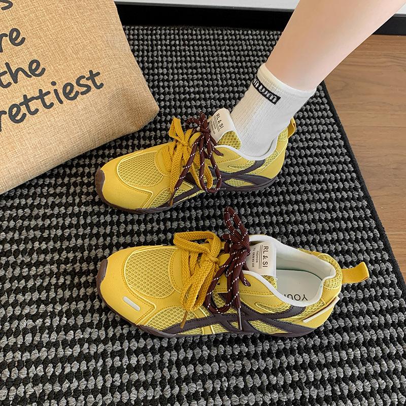 2025 summer Forrest Gump shoes women's breathable retro German training shoes mesh platform new casual versatile sports dad shoes