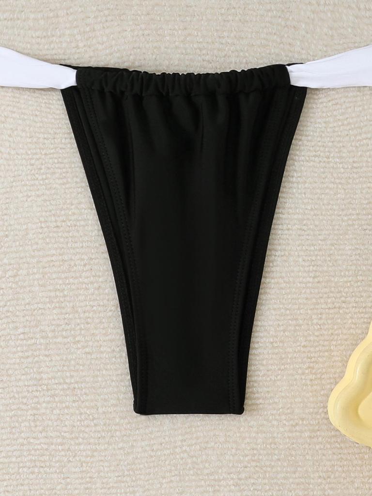 Women's Black and White Colorblock Bikini Swimwear - Fashionable, Sexy Two-Piece Swimsuit