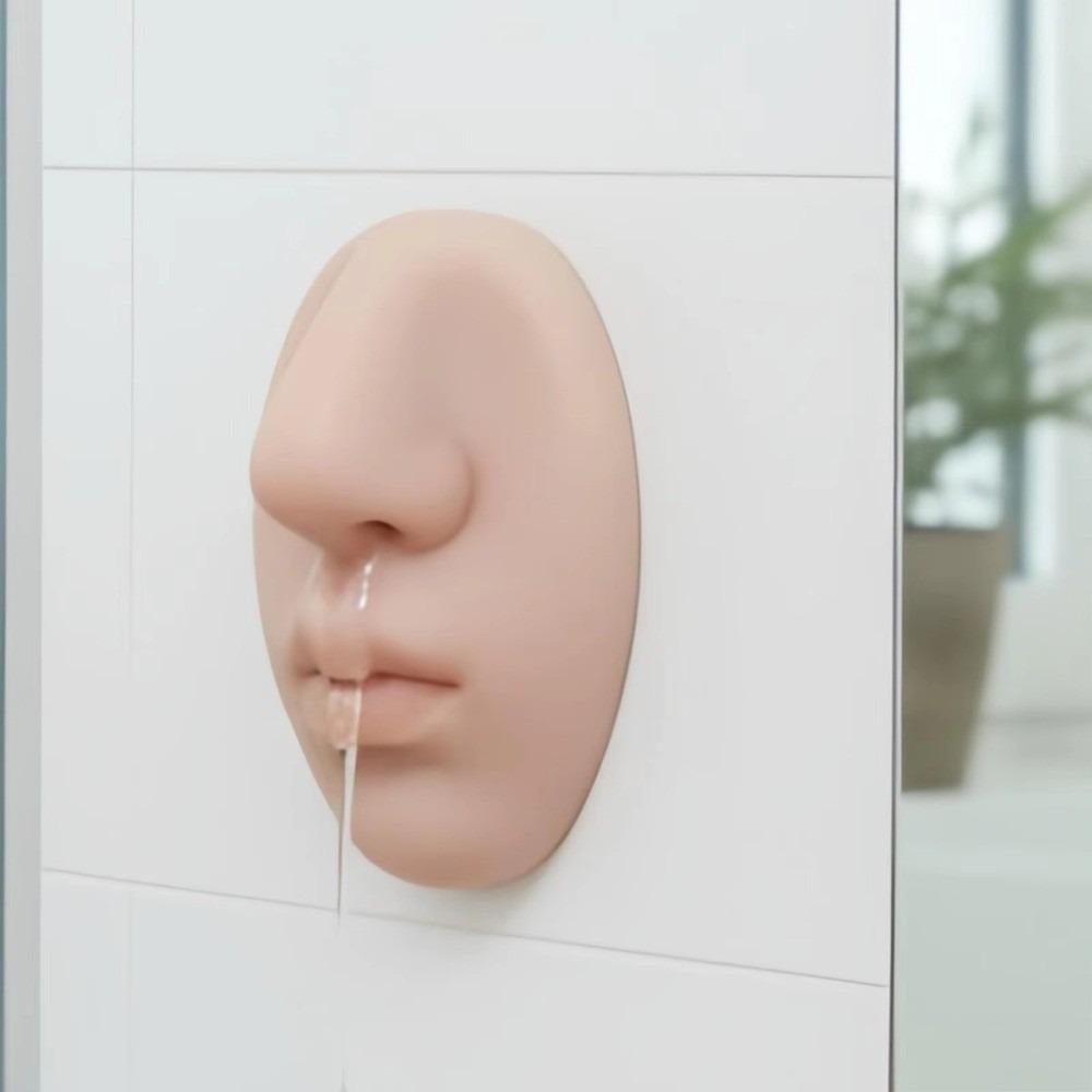 Wall-Mounted Soap Dispenser Nose Shape Soap Dispenser Silicone Soap Liquid Squeeze Dispenser Refillable Hand Soap Holder