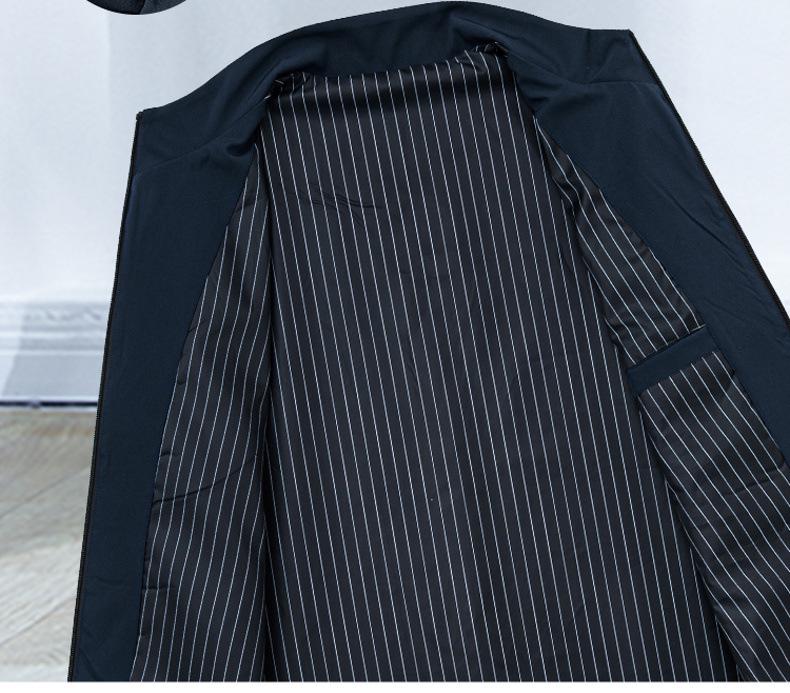 Men's Slim Fit Windproof Jacket - American Business Casual, Stand Collar, Plus Velvet, Warm & Wear-Resistant.