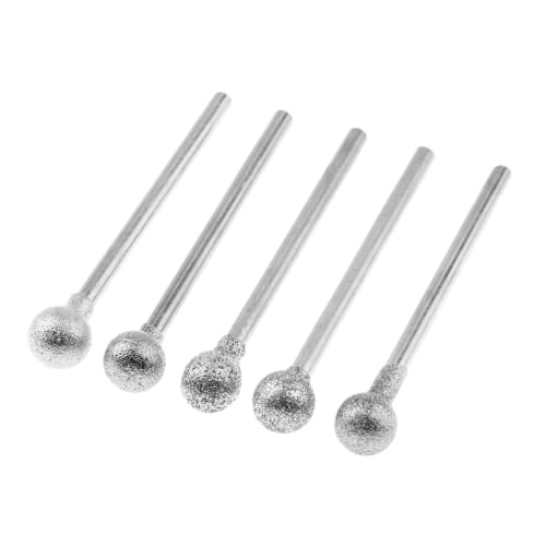 Set of 5 Diamond Burs with Spherical Heads, Grinding Tools, for Polishing and Finishing, 2.35x6mm Shafts