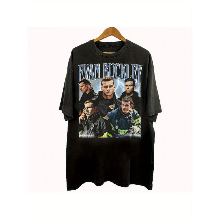Men s & Women s Vintage 90s Bootleg LAFD 911 Emergency Graphic T-Shirt - Evan Buckley Streetwear Tee, 180g 100% Cotton Loose Fit Shirt for S чёрный