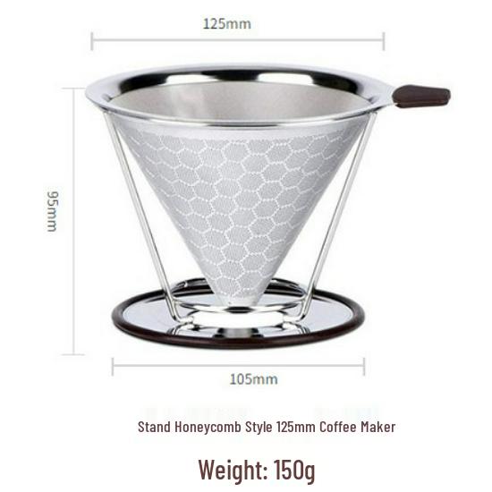 145mm Stainless Steel Coffee Filter with Double-Layer Screen