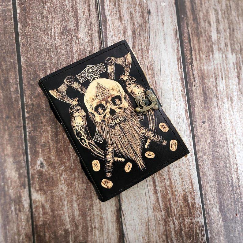 Skull Printed Leather Journal, Leather Dairy, Notebook, Deckle Page Leather Sketchbook, Dream Journal, Personalized Gift, Halloween Gift.